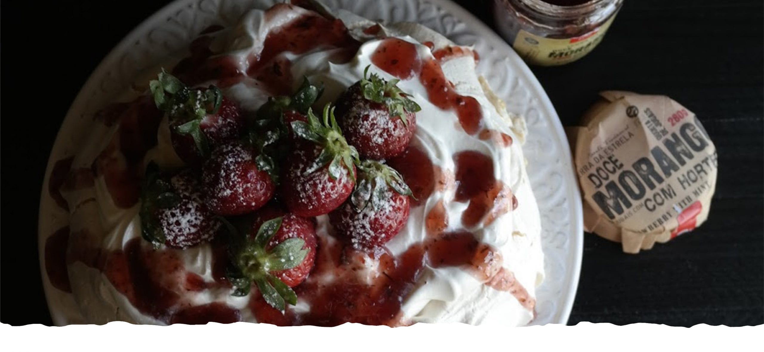Pavlova with Strawberry and Mint Jam